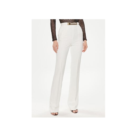 Elisabetta Franchi Spodnie materiałowe PA-034-42E2-5981 Biały Regular Fit ze sklepu MODIVO w kategorii Spodnie damskie - zdjęcie 172158918