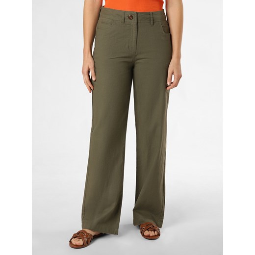 Franco Callegari Spodnie z zawartością lnu Kobiety len khaki jednolity ze sklepu vangraaf w kategorii Spodnie damskie - zdjęcie 172159897