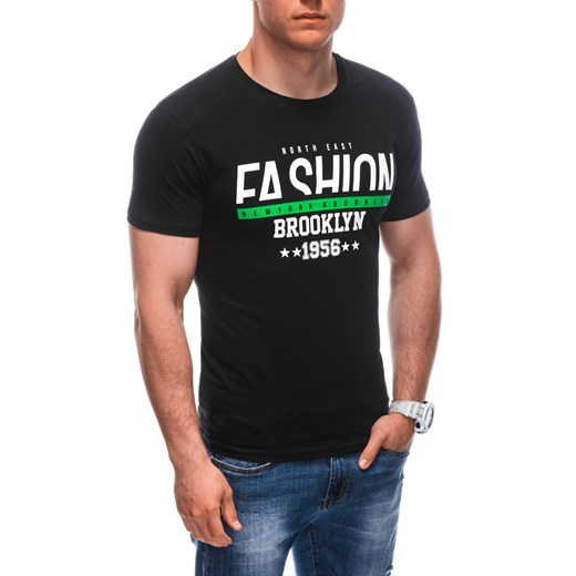 T-shirt męski z nadrukiem 1933S - czarny ze sklepu Edoti w kategorii T-shirty męskie - zdjęcie 172160365