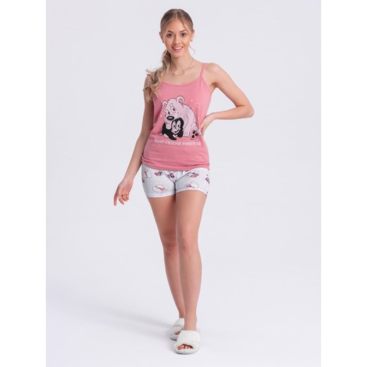 Piżama damska 297ULR - różowa ze sklepu Edoti w kategorii Piżamy damskie - zdjęcie 172160368