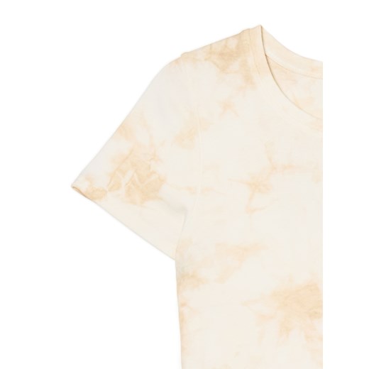 Cropp - Biały T-shirt z beżowym printem - wielobarwny Cropp S Cropp