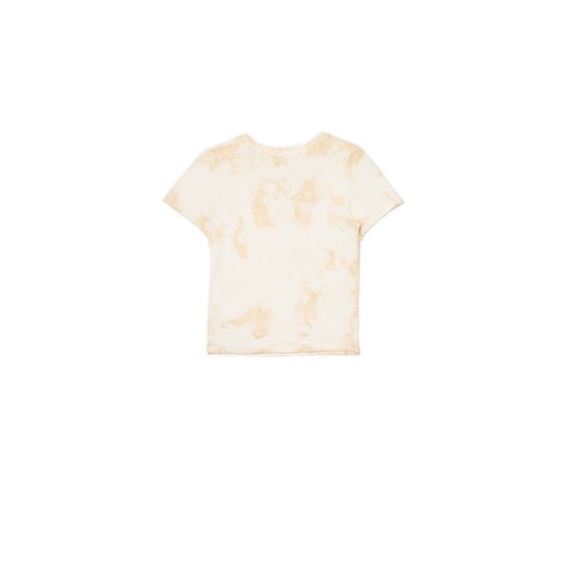 Cropp - Biały T-shirt z beżowym printem - wielobarwny Cropp XL Cropp