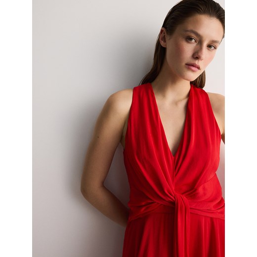 Reserved - Sukienka z ozdobnym wiązaniem - czerwony ze sklepu Reserved w kategorii Sukienki - zdjęcie 172161465