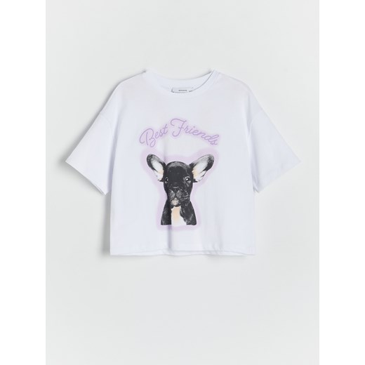 Reserved - T-shirt z nadrukiem - lawendowy ze sklepu Reserved w kategorii Bluzki dziewczęce - zdjęcie 172161496