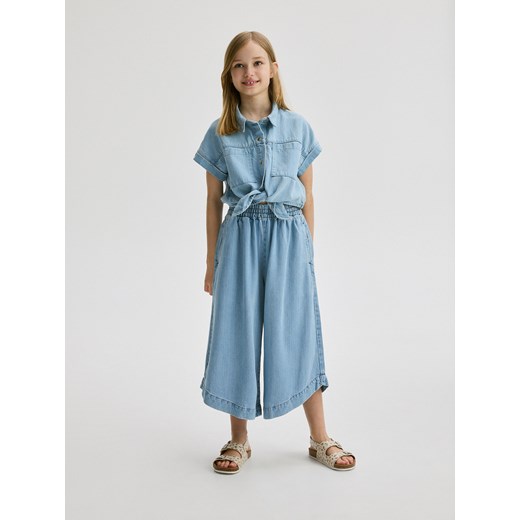 Reserved - Spodnie z lyocellem - niebieski ze sklepu Reserved w kategorii Spodnie dziewczęce - zdjęcie 172161708