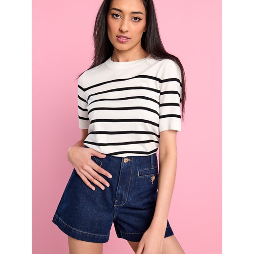 Sinsay - Szorty jeansowe high waist - granatowy Sinsay 38 Sinsay