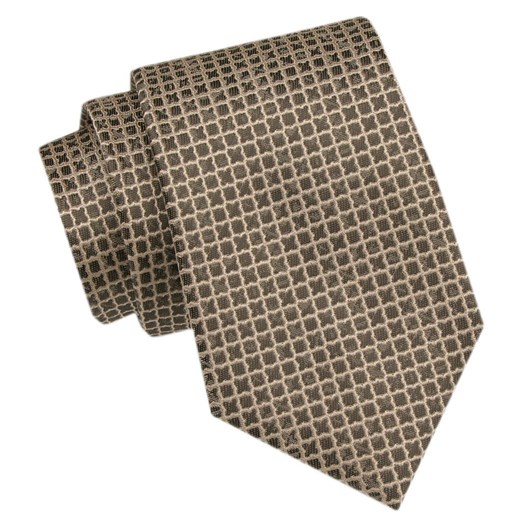 Modny Krawat Męski - Alties - Beż w Drobny Wzór KRALTS1090 ze sklepu JegoSzafa.pl w kategorii Krawaty - zdjęcie 172162885