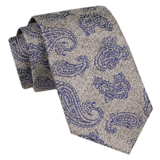 Modny Krawat Męski - Alties - Beż ze Wzorem Paisley KRALTS1068 ze sklepu JegoSzafa.pl w kategorii Krawaty - zdjęcie 172162889