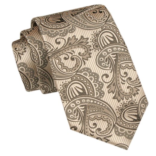 Modny Krawat Męski - Alties - Bladozłoty, Wzór Kwiatowy KRALTS1050 ze sklepu JegoSzafa.pl w kategorii Krawaty - zdjęcie 172162897