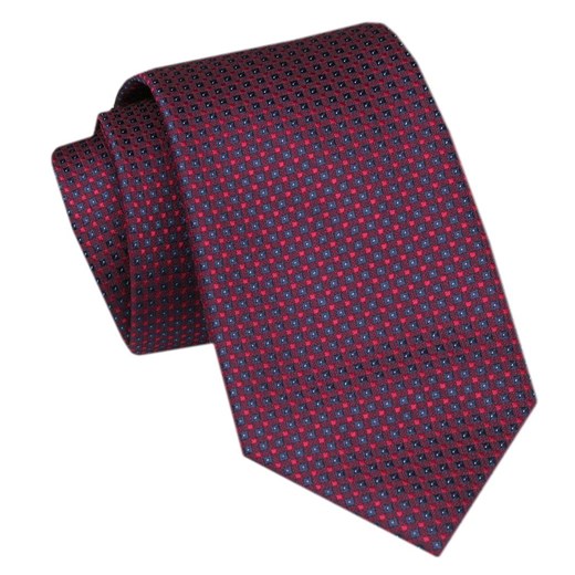 Modny Krawat Męski - Alties - Drobny Wzór, Ciemna Czerwień KRALTS1056 ze sklepu JegoSzafa.pl w kategorii Krawaty - zdjęcie 172162917