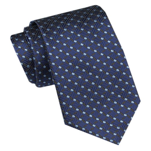 Modny Krawat Męski - Alties - Granatowy w Drobny Wzór KRALTS1085 ze sklepu JegoSzafa.pl w kategorii Krawaty - zdjęcie 172162929