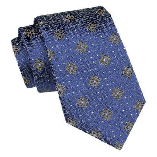 Modny Krawat Męski - Alties - Niebieski, Wzór Geometryczny KRALTS1080 ze sklepu JegoSzafa.pl w kategorii Krawaty - zdjęcie 172162959