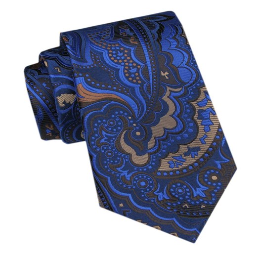 Modny Krawat Męski - Alties - Wzór Orientalny w Odcieniach Niebieskiego KRALTS1083 ze sklepu JegoSzafa.pl w kategorii Krawaty - zdjęcie 172162979
