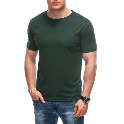 T-shirt męski basic 1930S - ciemnozielony Edoti XL Edoti