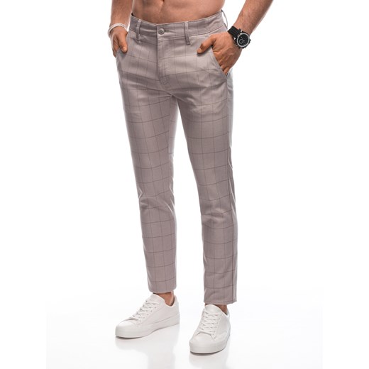 Spodnie męskie chino 1472P - szare ze sklepu Edoti w kategorii Spodnie męskie - zdjęcie 172163359