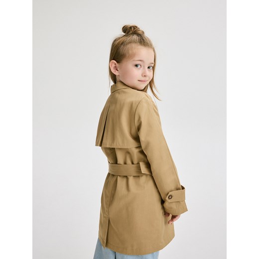 Reserved - Dwurzędowy trencz z paskiem - beżowy Reserved 158 (12 lat) Reserved