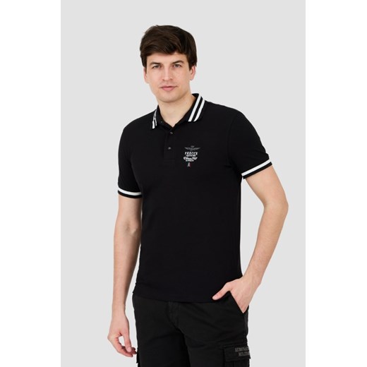 AERONAUTICA MILITARE Czarne polo Short Sleeve, Wybierz rozmiar XXL ze sklepu outfit.pl w kategorii T-shirty męskie - zdjęcie 172163756