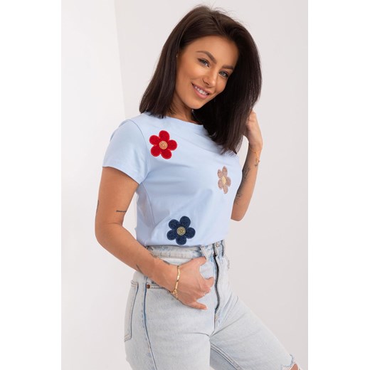 T-Shirt W Kwiaty jasny niebieski ze sklepu 5.10.15 w kategorii Bluzki damskie - zdjęcie 172164688