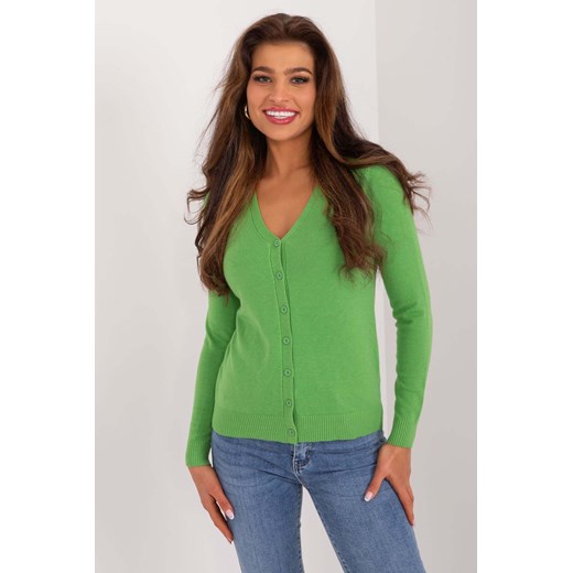 Zielony rozpinany sweter damski z dekoltem w serek ze sklepu 5.10.15 w kategorii Swetry damskie - zdjęcie 172164709