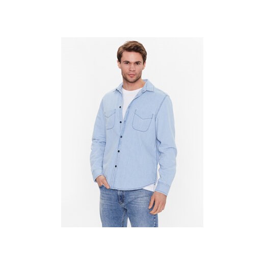 Sisley Koszula jeansowa 5FV6SQ017 Błękitny Regular Fit ze sklepu MODIVO w kategorii Koszule męskie - zdjęcie 172166045
