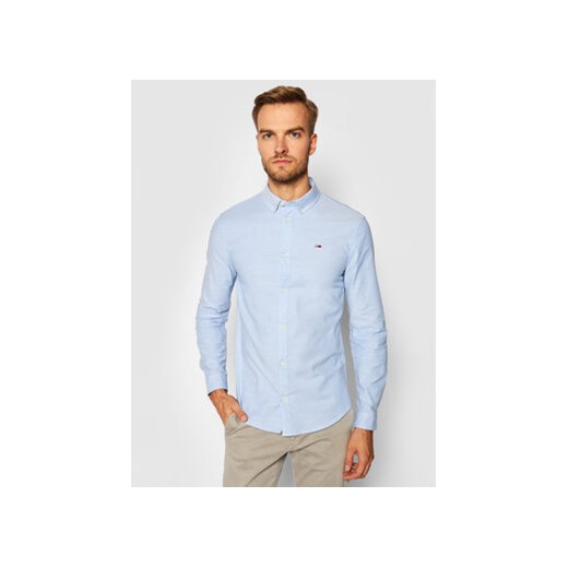 Tommy Jeans Koszula Stretch Oxford DM0DM09594 Błękitny Slim Fit ze sklepu MODIVO w kategorii Koszule męskie - zdjęcie 172166088