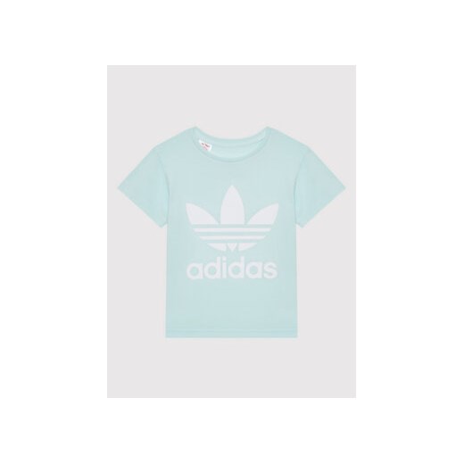 adidas T-Shirt adicolor Trefoil HS8864 Błękitny Regular Fit ze sklepu MODIVO w kategorii Bluzki dziewczęce - zdjęcie 172166316