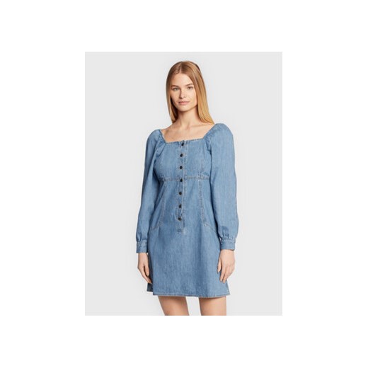 Lee Sukienka jeansowa Puff L50ZAUQZ 112322245 Błękitny Regular Fit ze sklepu MODIVO w kategorii Sukienki - zdjęcie 172166436