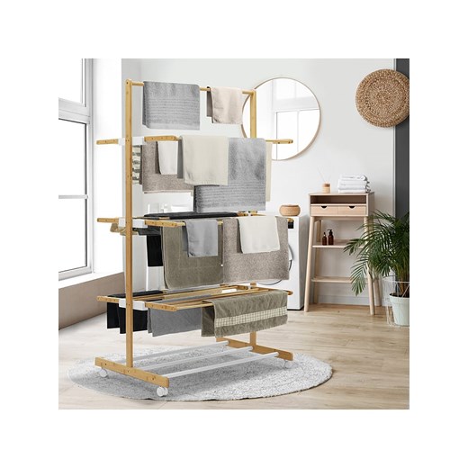 IDOMYA Essentials Suszarka w kolorze jasnobrązowym na pranie - 85 x 150 x 65 cm ze sklepu Limango Polska w kategorii Akcesoria łazienkowe - zdjęcie 172172215