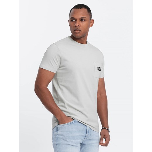 Casualowy t-shirt męski z naszytą kieszonką - bladozielony V2 OM-TSCT-0109 ze sklepu ombre w kategorii T-shirty męskie - zdjęcie 172172605