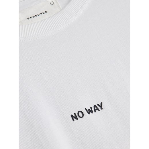 T-shirt męski Reserved biały z krótkim rękawem