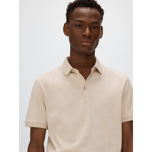 Reserved - Koszulka polo regular - beżowy ze sklepu Reserved w kategorii T-shirty męskie - zdjęcie 172176467