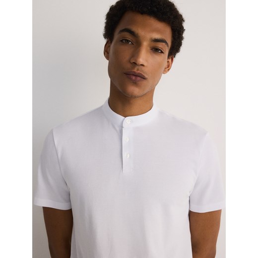 Reserved - Koszulka polo ze stójką - biały ze sklepu Reserved w kategorii T-shirty męskie - zdjęcie 172176477