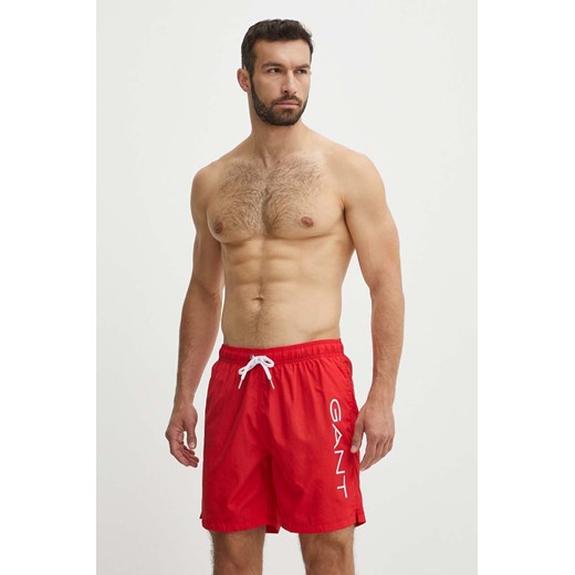 Gant szorty kąpielowe kolor czerwony ze sklepu ANSWEAR.com w kategorii Kąpielówki - zdjęcie 172180858