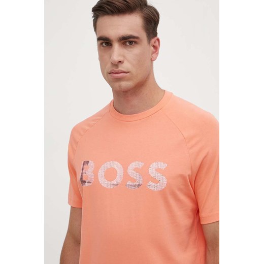 Boss Green t-shirt męski kolor pomarańczowy z nadrukiem 50512999 ze sklepu ANSWEAR.com w kategorii T-shirty męskie - zdjęcie 172181315
