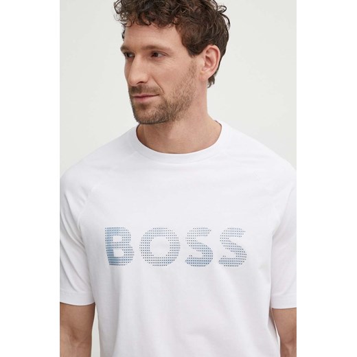 Boss Green t-shirt męski kolor biały z nadrukiem 50512999 ze sklepu ANSWEAR.com w kategorii T-shirty męskie - zdjęcie 172181367