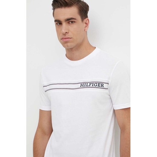 Tommy Hilfiger t-shirt bawełniany męski kolor biały z aplikacją UM0UM03196 ze sklepu ANSWEAR.com w kategorii T-shirty męskie - zdjęcie 172181397