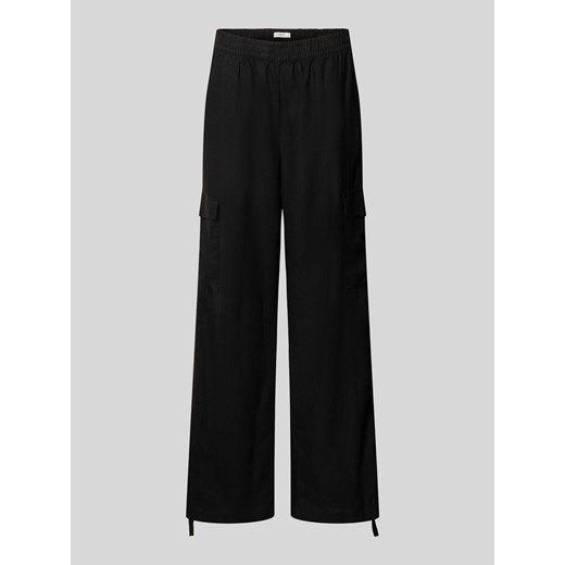 Spodnie cargo z mieszanki wiskozy i lnu w jednolitym kolorze ze sklepu Peek&Cloppenburg  w kategorii Spodnie damskie - zdjęcie 172182517