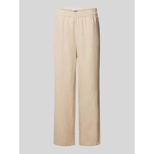 Spodnie lniane w jednolitym kolorze ze sklepu Peek&Cloppenburg  w kategorii Spodnie damskie - zdjęcie 172183089