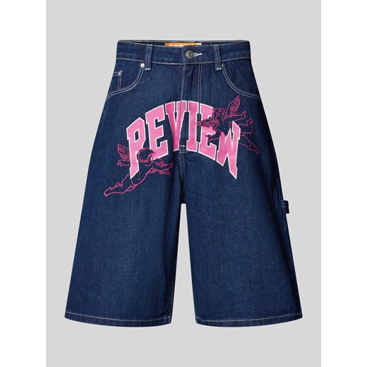 Szorty jeansowe z nadrukiem z logo ze sklepu Peek&Cloppenburg  w kategorii Spodenki męskie - zdjęcie 172183119