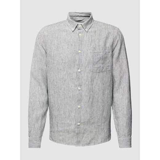 Koszula lniana o kroju regular fit z kieszenią na piersi ze sklepu Peek&Cloppenburg  w kategorii Koszule męskie - zdjęcie 172183259