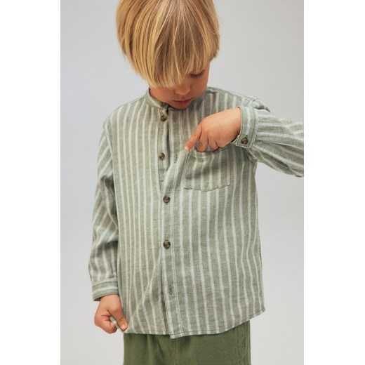 H & M - Koszula z domieszką lnu - Zielony ze sklepu H&M w kategorii Koszule chłopięce - zdjęcie 172183528