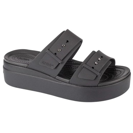 Klapki Crocs Brooklyn Low Wedge Sandal 207431-001 czarne ze sklepu ButyModne.pl w kategorii Klapki damskie - zdjęcie 172183715