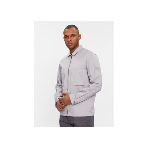 Calvin Klein Kurtka przejściowa Cotton 3D Pockets Overshirt K10K112356 Szary Regular Fit ze sklepu MODIVO w kategorii Kurtki męskie - zdjęcie 172184208