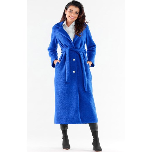 Długi płaszcz damski niebieski A547, Kolor niebieski, Rozmiar XL, Awama ze sklepu Primodo w kategorii Płaszcze damskie - zdjęcie 172184308