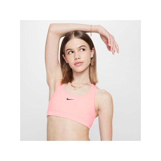 Stanik sportowy dla dużych dzieci (dziewcząt) Nike Swoosh - Różowy ze sklepu Nike poland w kategorii Staniki dla dziewczynki - zdjęcie 172184678