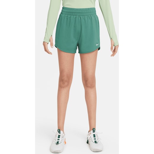 Spodenki treningowe z tkaniny z wysokim stanem dla dużych dzieci (dziewcząt) Nike Dri-FIT One - Zieleń ze sklepu Nike poland w kategorii Spodenki dziewczęce - zdjęcie 172184695