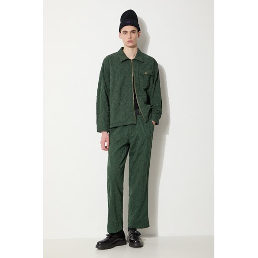 Corridor spodnie bawełniane Floral Embroidered Trouser kolor zielony proste TR0076 ze sklepu PRM w kategorii Spodnie męskie - zdjęcie 172185398