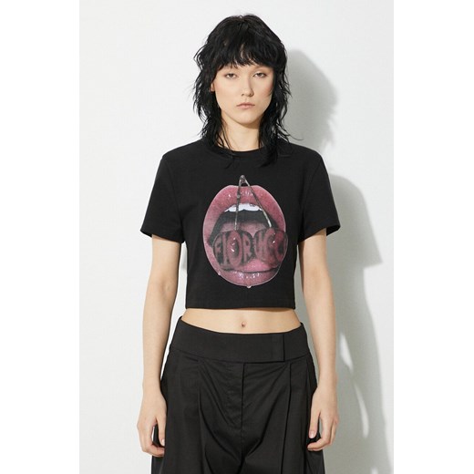 Fiorucci t-shirt Mouth Print damski kolor czarny W01FPTSH094CJ03BK01 ze sklepu PRM w kategorii Bluzki damskie - zdjęcie 172185449