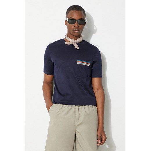 Paul Smith t-shirt bawełniany męski kolor granatowy gładki M1R-306U-H00088 ze sklepu PRM w kategorii T-shirty męskie - zdjęcie 172185477