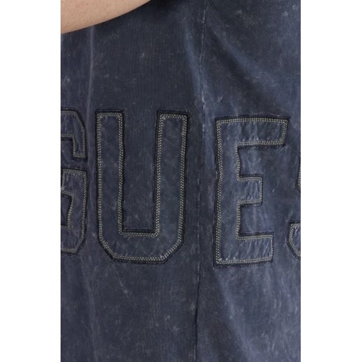 T-shirt męski niebieski Guess w stylu młodzieżowym z krótkim rękawem z bawełny 